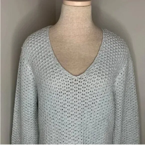 J.McLaughlin Laney Silver Metallic V-Neck Sweater Size XL