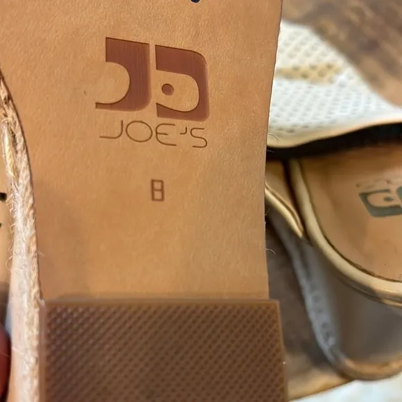 Joe’s Jeans Bone/Taupe Karlton Espadrille Leather peep toe wedges