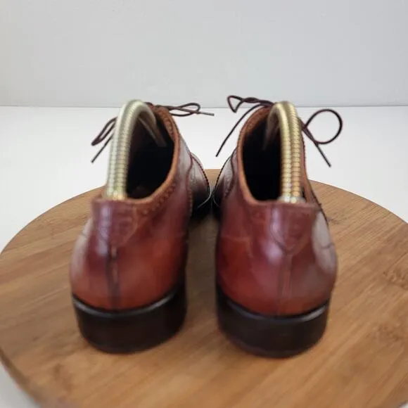 John Fluevog Brown Leather Cap Toe Brogue Oxford Shoes - Men's Size 8.5