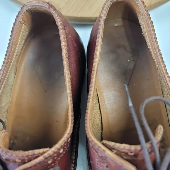 John Fluevog Brown Leather Cap Toe Brogue Oxford Shoes - Men's Size 8.5