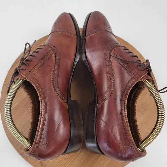 John Fluevog Brown Leather Cap Toe Brogue Oxford Shoes - Men's Size 8.5