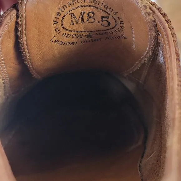 John Fluevog Brown Leather Cap Toe Brogue Oxford Shoes - Men's Size 8.5