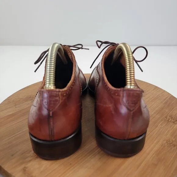 John Fluevog Brown Leather Cap Toe Brogue Oxford Shoes - Men's Size 8.5