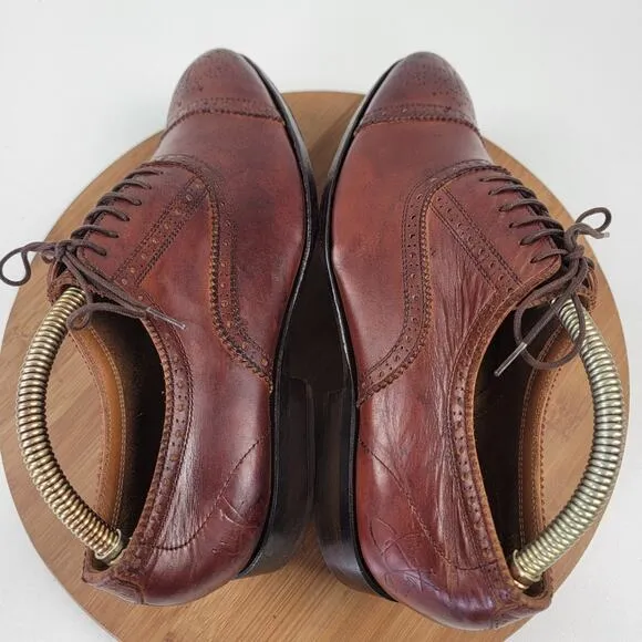 John Fluevog Brown Leather Cap Toe Brogue Oxford Shoes - Men's Size 8.5