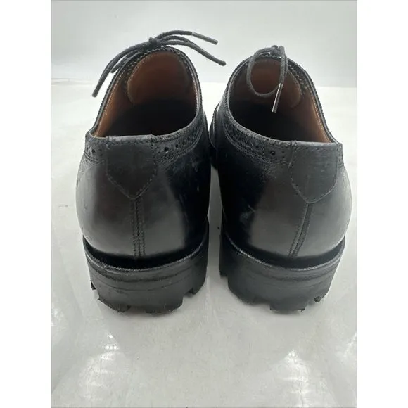 John Fluevog Men's Oxford Cap Toe Shoes Black Leather Wingtip Dress Shoes M7/ W9
