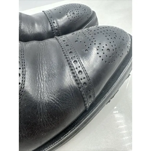 John Fluevog Men's Oxford Cap Toe Shoes Black Leather Wingtip Dress Shoes M7/ W9