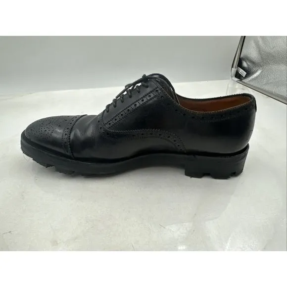 John Fluevog Men's Oxford Cap Toe Shoes Black Leather Wingtip Dress Shoes M7/ W9