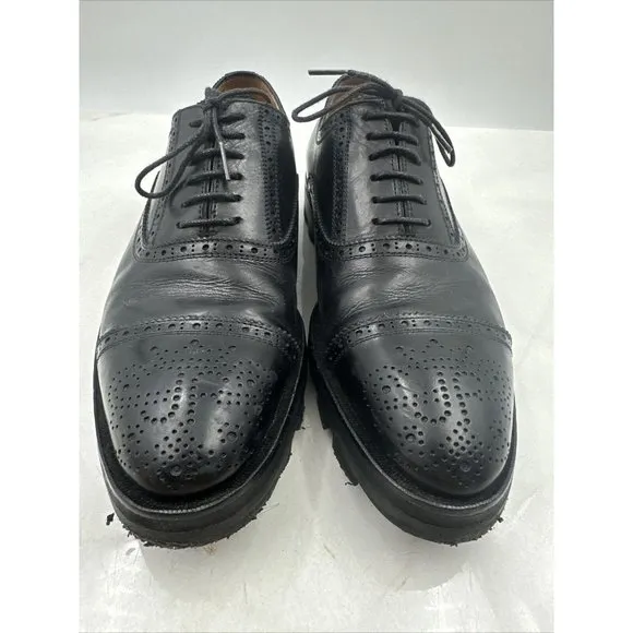 John Fluevog Men's Oxford Cap Toe Shoes Black Leather Wingtip Dress Shoes M7/ W9