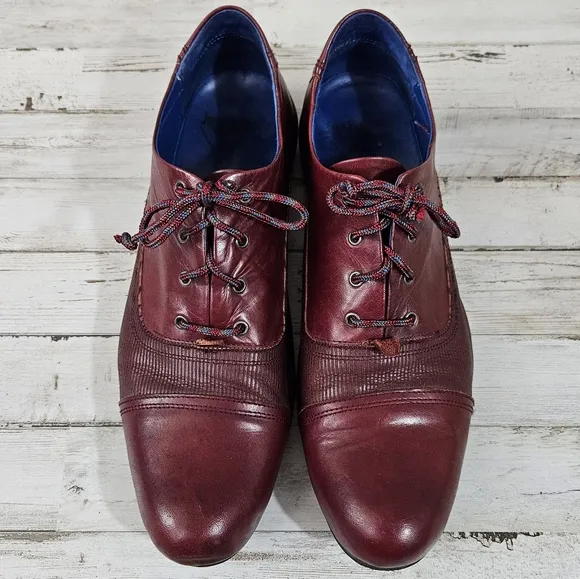 John Fluevog Red Leather Oxford Mens Shoes