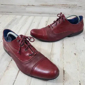 John Fluevog Red Leather Oxford Mens Shoes