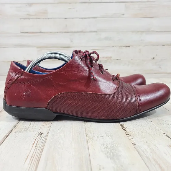John Fluevog Red Leather Oxford Mens Shoes