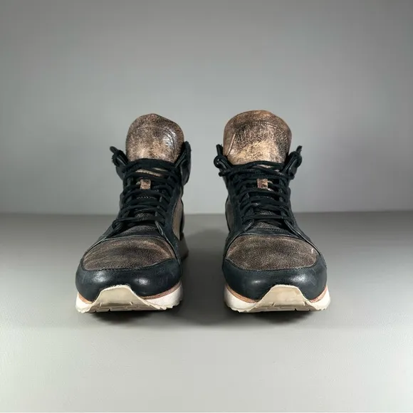 John Varvatos 315 Distressed Leather Mid Sneakers