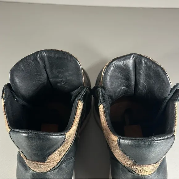 John Varvatos 315 Distressed Leather Mid Sneakers