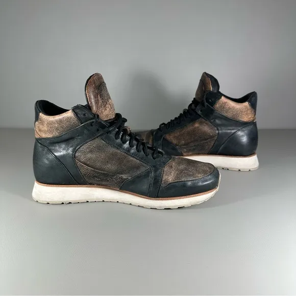 John Varvatos 315 Distressed Leather Mid Sneakers