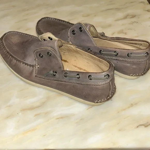 John Varvatos‎ Star USA Schooner Men’s Gray Leather Slip On Boat Shoes Size 10.5