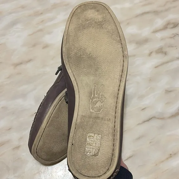 John Varvatos‎ Star USA Schooner Men’s Gray Leather Slip On Boat Shoes Size 10.5