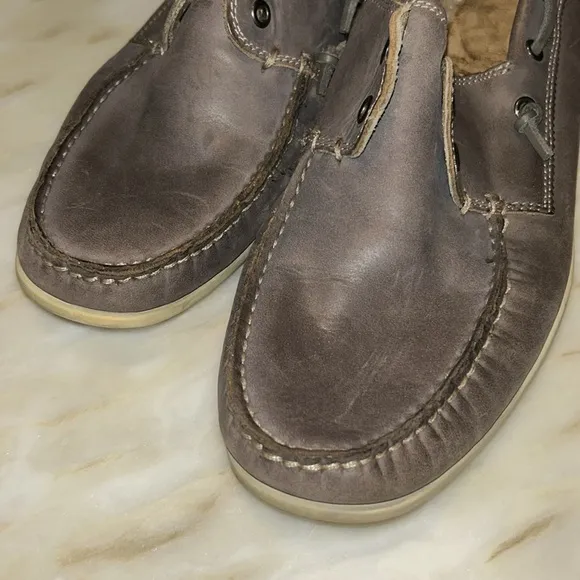John Varvatos‎ Star USA Schooner Men’s Gray Leather Slip On Boat Shoes Size 10.5