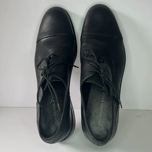 John Varvatos USA Oxford Black Leather Mens Shoes Size 10 Black