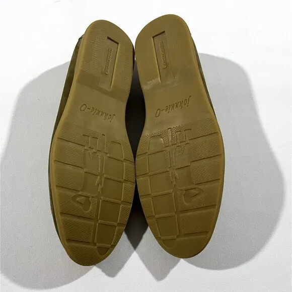 Johnnie O Malibu Moccasins Mens 9 Green Olive Leather Suede Slip on Shoes NEW