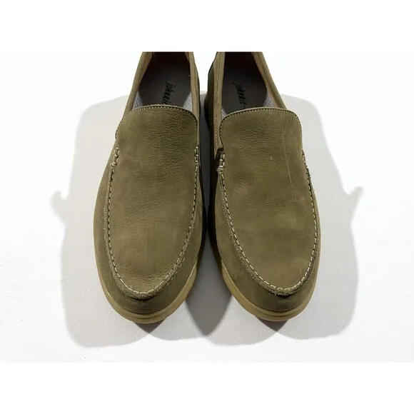 Johnnie O Malibu Moccasins Mens 9 Green Olive Leather Suede Slip on Shoes NEW