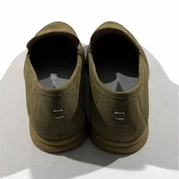 Johnnie O Malibu Moccasins Mens 9 Green Olive Leather Suede Slip on Shoes NEW