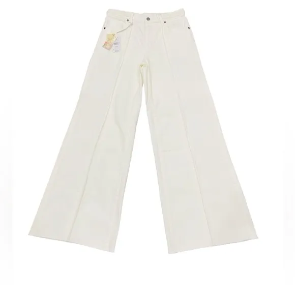 JOHNNY WAS Braided Waist Wide-Leg Stretch Denim Jeans White Size 27