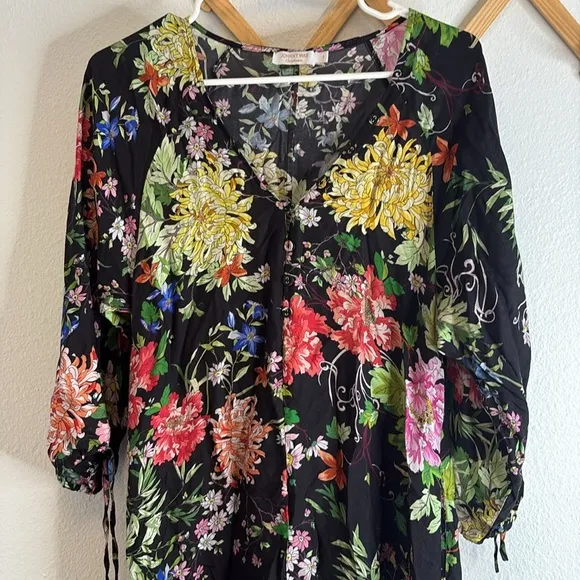 Johnny Was California Women's Metalli Notte Long Maxi Dress Floral Black