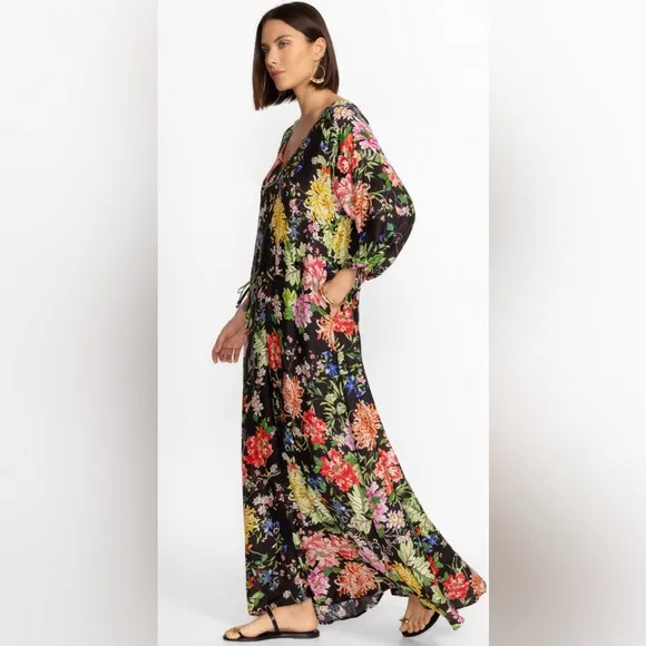 Johnny Was California Women's Metalli Notte Long Maxi Dress Floral Black