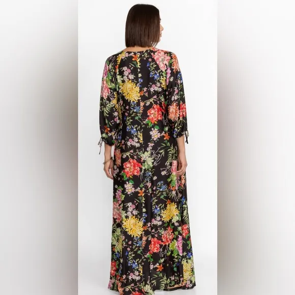 Johnny Was California Women's Metalli Notte Long Maxi Dress Floral Black