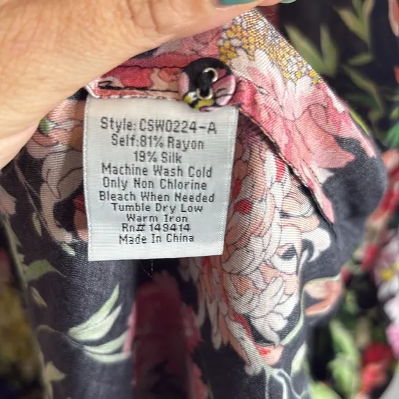 Johnny Was California Women's Metalli Notte Long Maxi Dress Floral Black