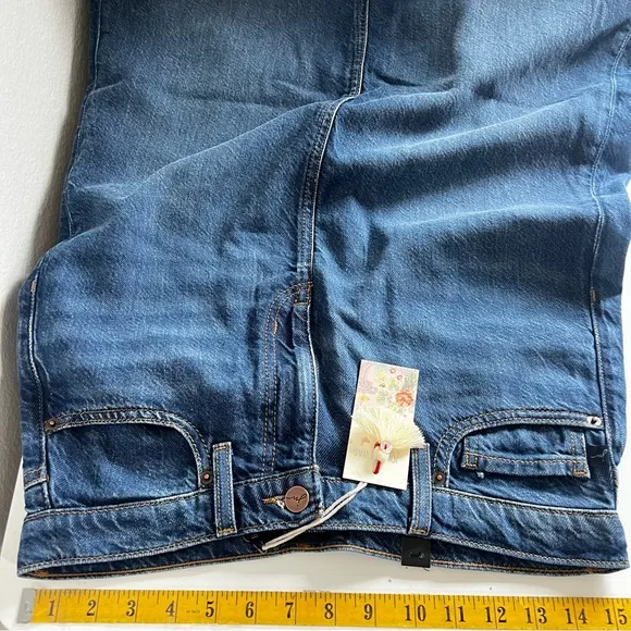 Johnny Was Denim Midi Skirt with Frayed Hem NWT Size 28