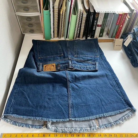 Johnny Was Denim Midi Skirt with Frayed Hem NWT Size 28