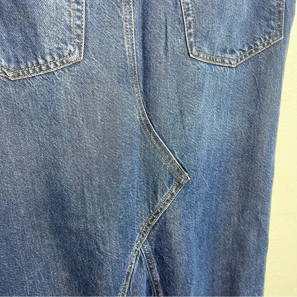 Johnny Was Denim Midi Skirt with Frayed Hem NWT Size 28