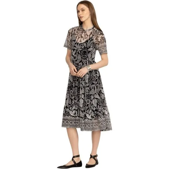 Johnny Was Jade Luciana Mesh Tiered Midi Dress Size M Whimsigoth Clairvoyant
