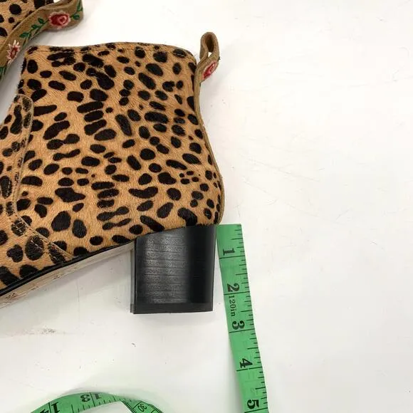 JOHNNY WAS Leopard Print Ankle Boots booties shoes with Block heel sz 8.5