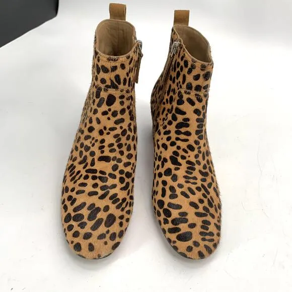 JOHNNY WAS Leopard Print Ankle Boots booties shoes with Block heel sz 8.5