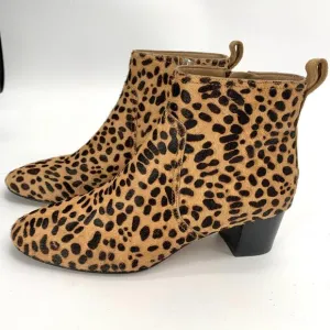 JOHNNY WAS Leopard Print Ankle Boots booties shoes with Block heel sz 8.5