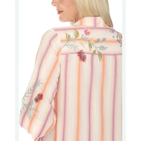 JOHNNY WAS NWT Indalo Henley Kimono Sleeve Dress Small Embroidered Boho