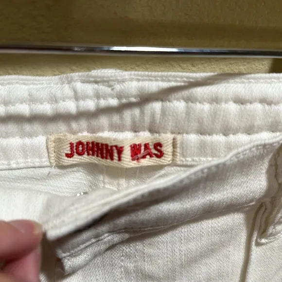 JOHNNY WAS NWT size 30 The Braided Waist Wide-Leg Stretch Denim Jeans