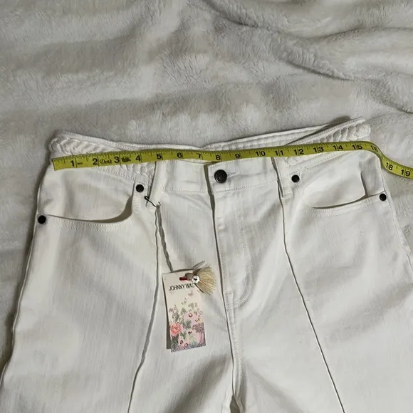 JOHNNY WAS NWT size 30 The Braided Waist Wide-Leg Stretch Denim Jeans