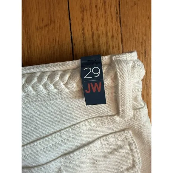 Johnny Was Size 29 The Braided Wide Leg High Rise Stretch Jean White $278 NWT