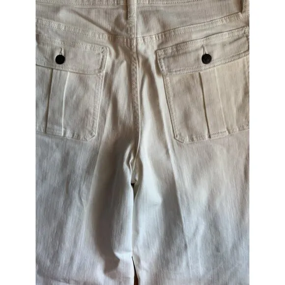 Johnny Was Size 29 The Braided Wide Leg High Rise Stretch Jean White $278 NWT
