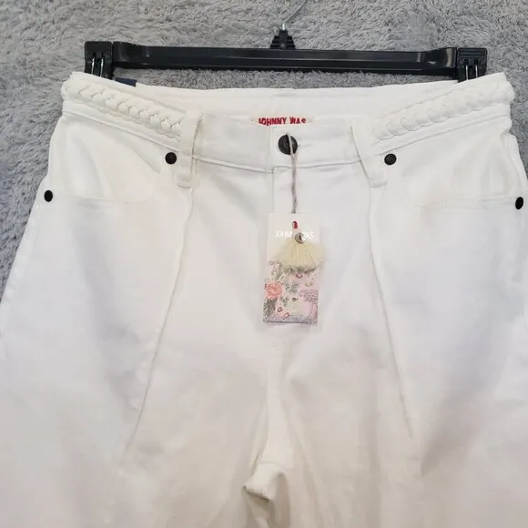 Johnny Was The Braided Jeans Wide Leg NWT $278 Sizes White Resort Wear Coastal
