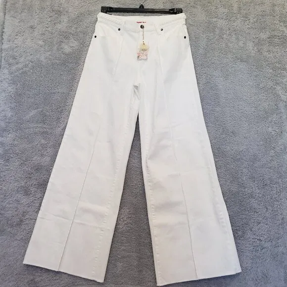 Johnny Was The Braided Jeans Wide Leg NWT $278 Sizes White Resort Wear Coastal