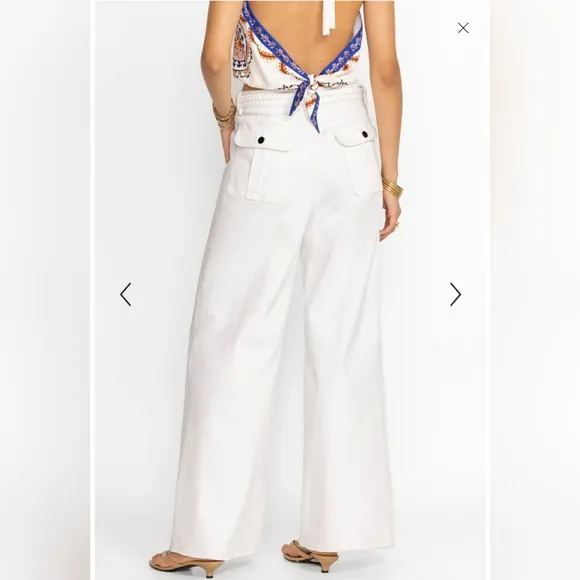 Johnny Was The Braided Jeans Wide Leg NWT $278 Sizes White Resort Wear Coastal