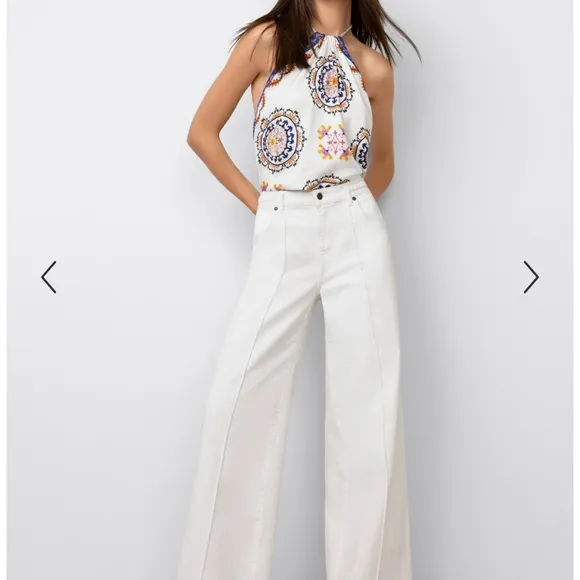 Johnny Was The Braided White Wide Leg Jeans