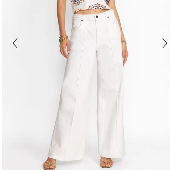Johnny Was The Braided White Wide Leg Jeans