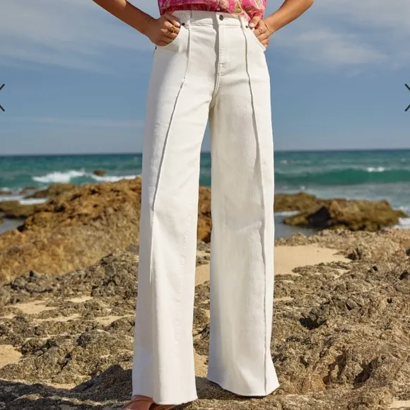 Johnny Was The Braided White Wide Leg Jeans