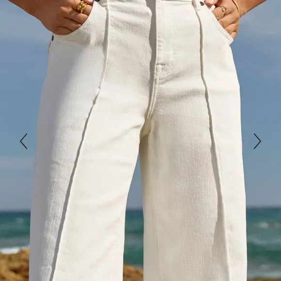 Johnny Was The Braided White Wide Leg Jeans
