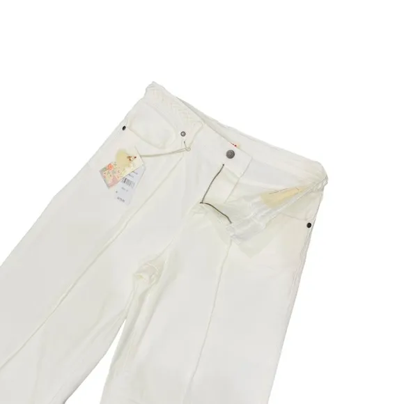 Johnny Was The Braided Wide Leg High Rise Stretch Jean White $278 NWT